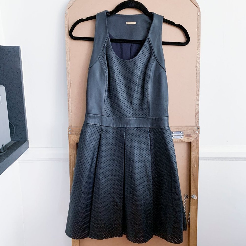 Rebecca Minkoff Navy Lambskin Leather Mini Dress